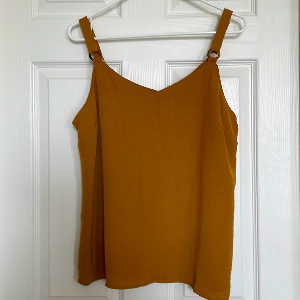 Maurice’s bronze colored sleeveless blouse| M
